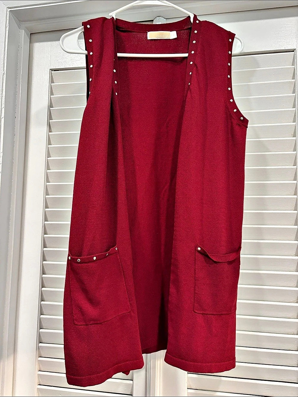 Christina Sleeveless Vest in Burgundy Large Like New